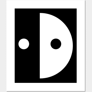 Half Circle Simple Geometry Yin Yang Robot Posters and Art